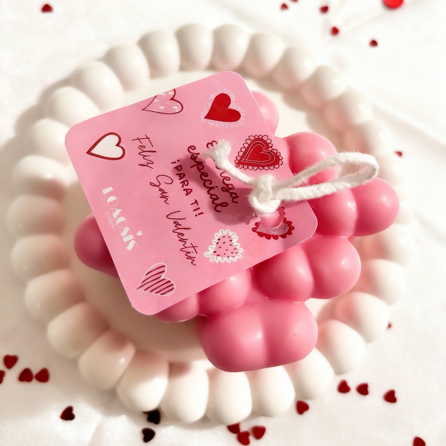 Vela decorativa perfumada corazones.