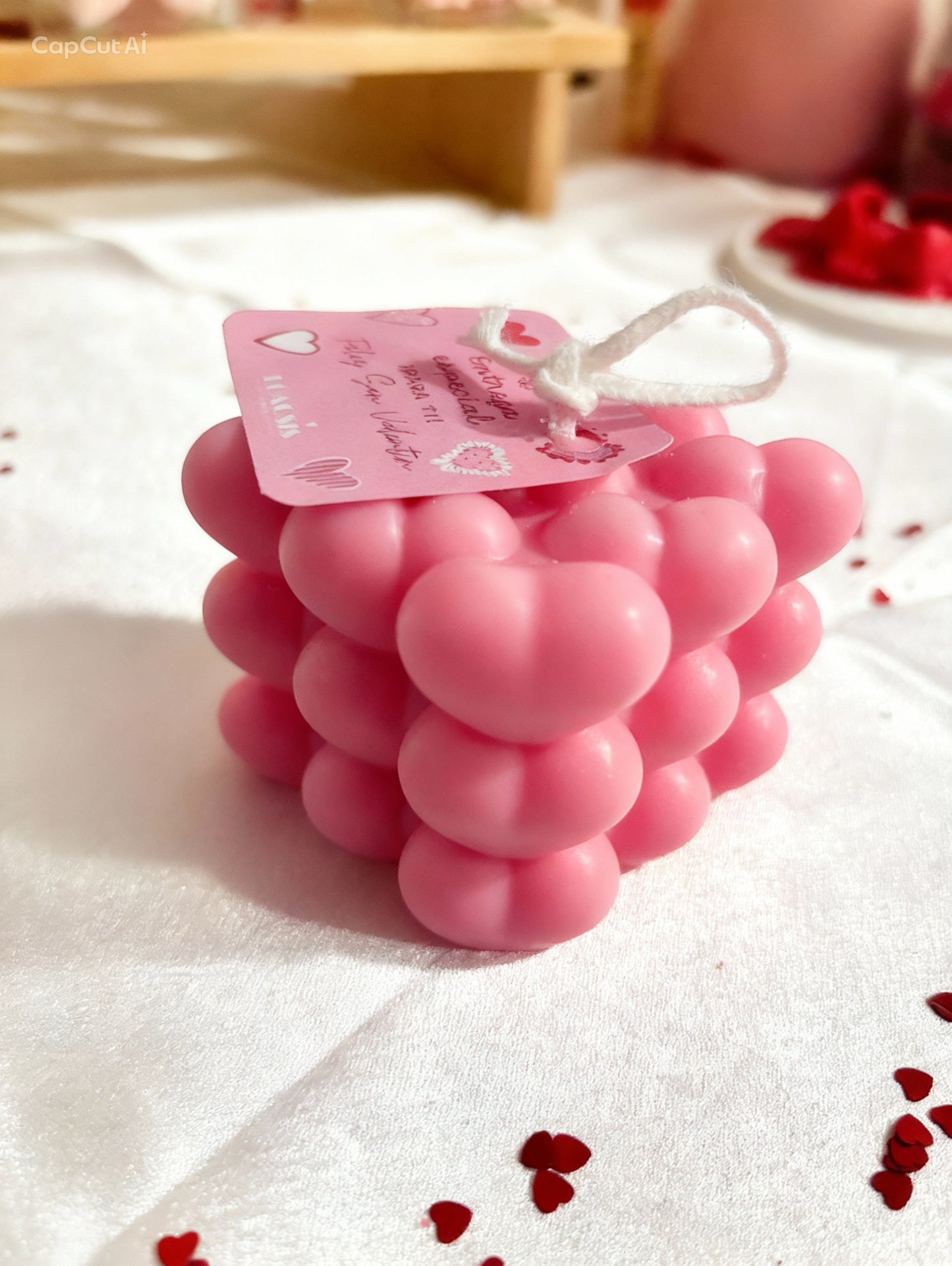 Vela decorativa perfumada corazones.