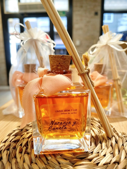 Difusor de varillas canela y naranja